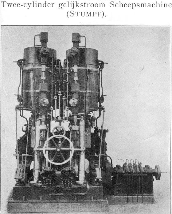 een twee cilinder dubbel werkende gelijkstroom stoommachine